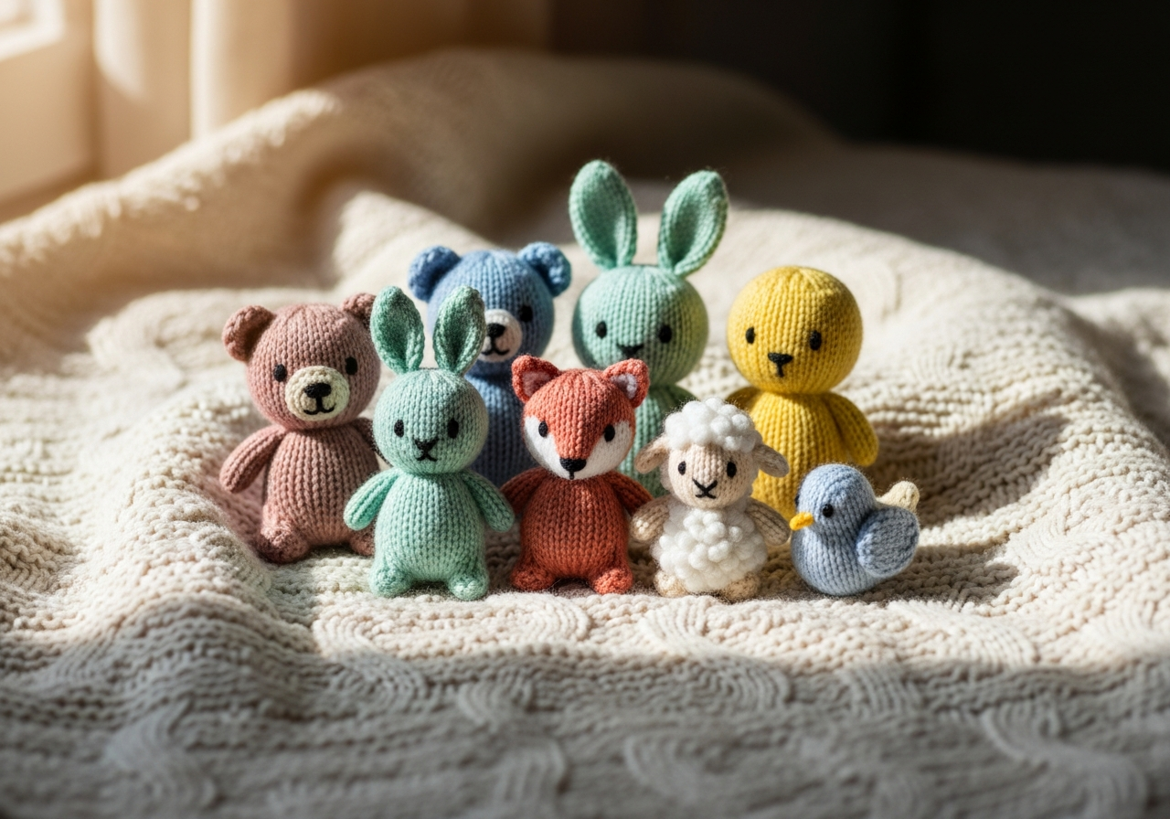 Коллекция маленьких вязаных игрушек